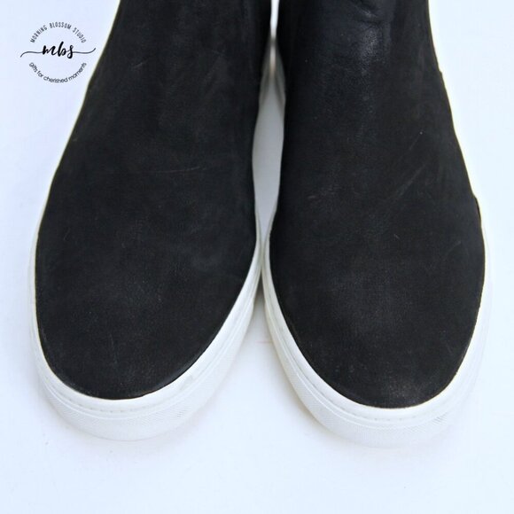 Vince Newlyn Suede Hidden Wedge Chelsea Boots Black Women 10 - Picture 9 of 14